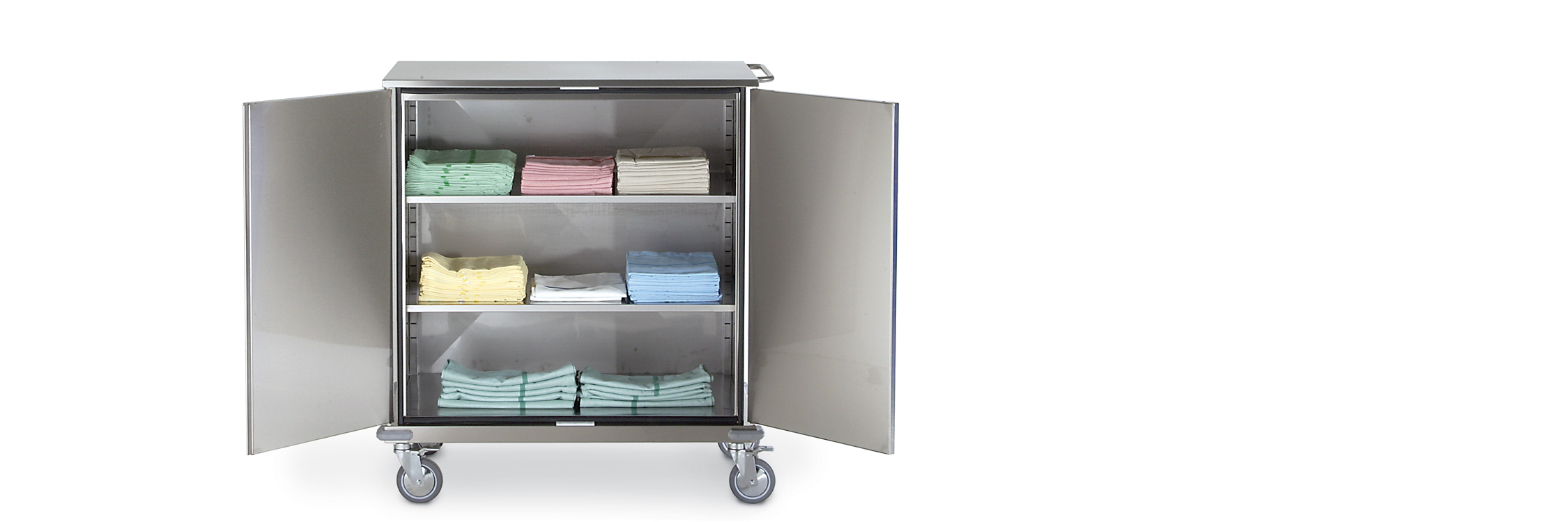 a CT80 clean linen trolley and cabinet, entirely made of AISI304 stainless steel