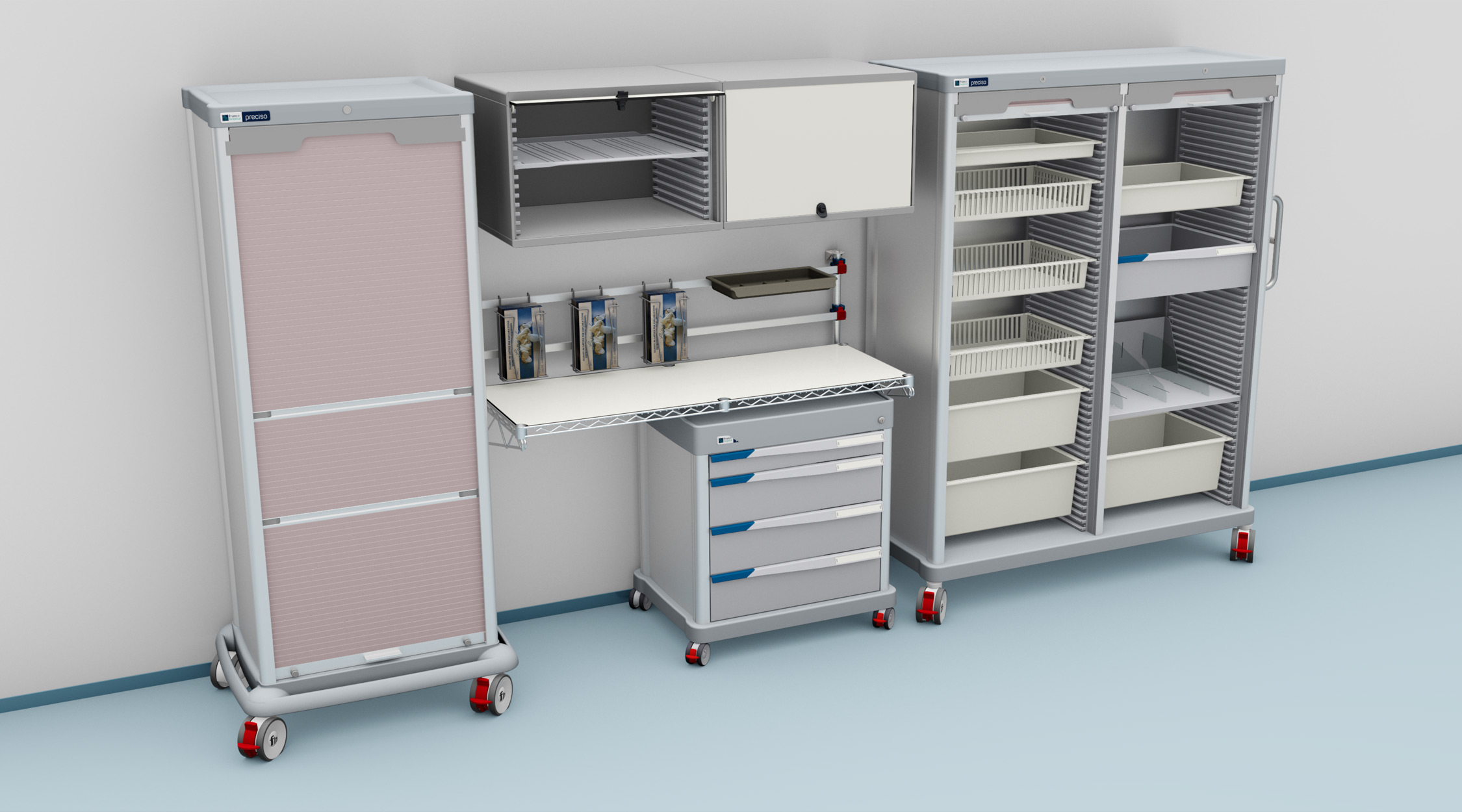 PRECISO TRS ligisitcs column, PRECISO DPT mobile drawers and work surface