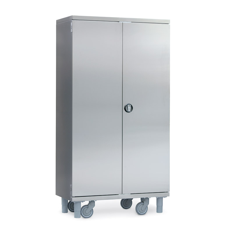 stainless steel cabinet with hinged doors