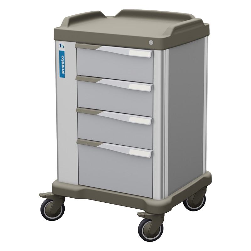 Presto medium therapy trolley with grey coloured panels