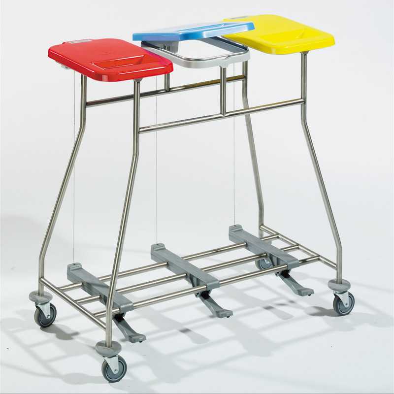 Bag holder trolley for dirty linen and waste collection