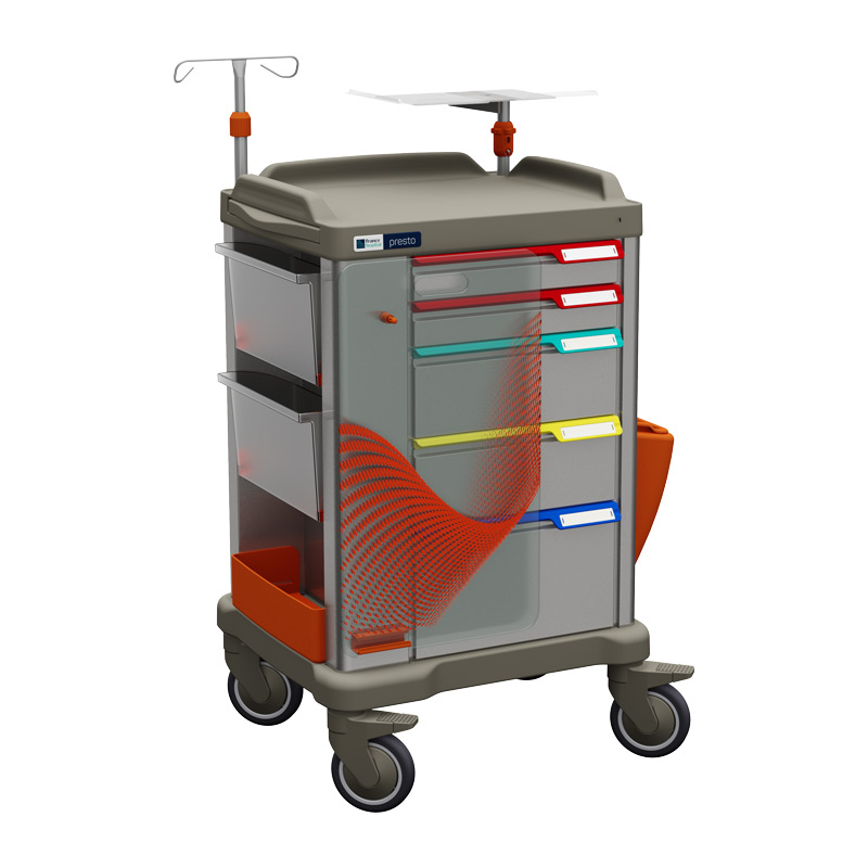 PERSOLIFE 400 Inox crash cart in stanless steel left side view