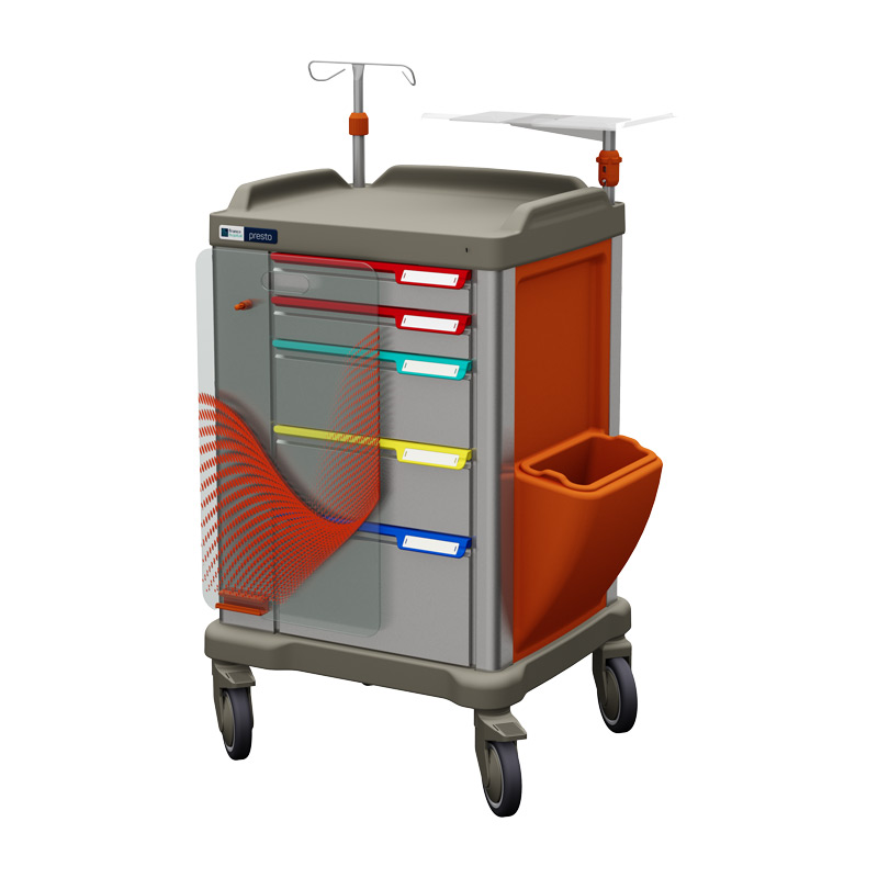 PERSOLIFE 400 Inox crash cart in stanless steel right side view
