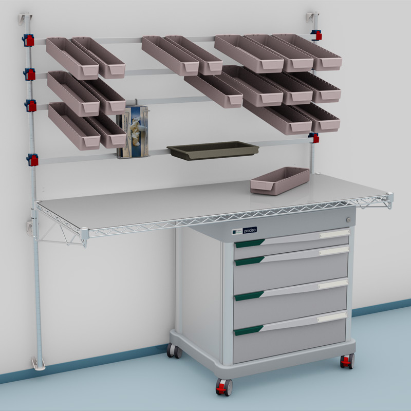 PRECISO DPT mobile drawer unit and a wall mount picking station