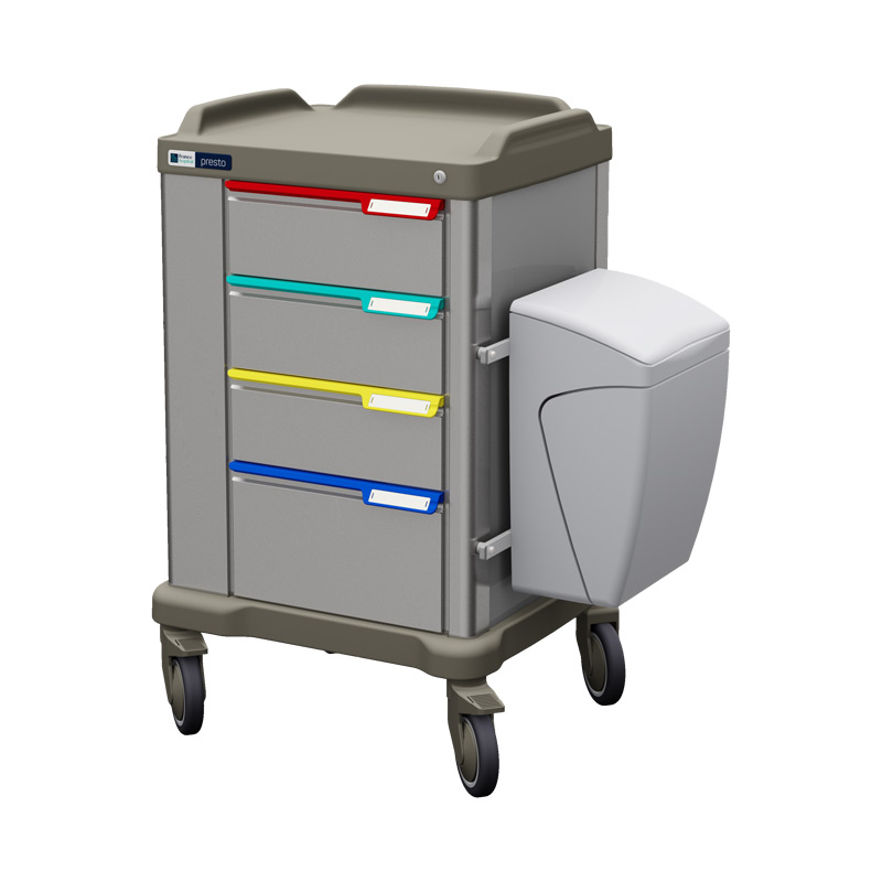 Presto medium therapy trolley entirely made in stainless steel