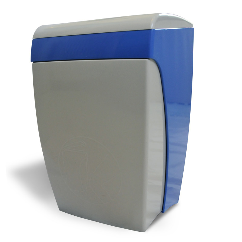 Wally knee operated dustbin in grey and blue colours