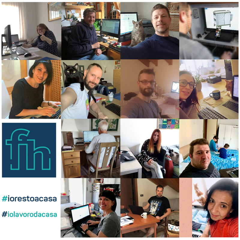 Combo puzzle: images of FH employees working from home during Covid-19 virus outbreak