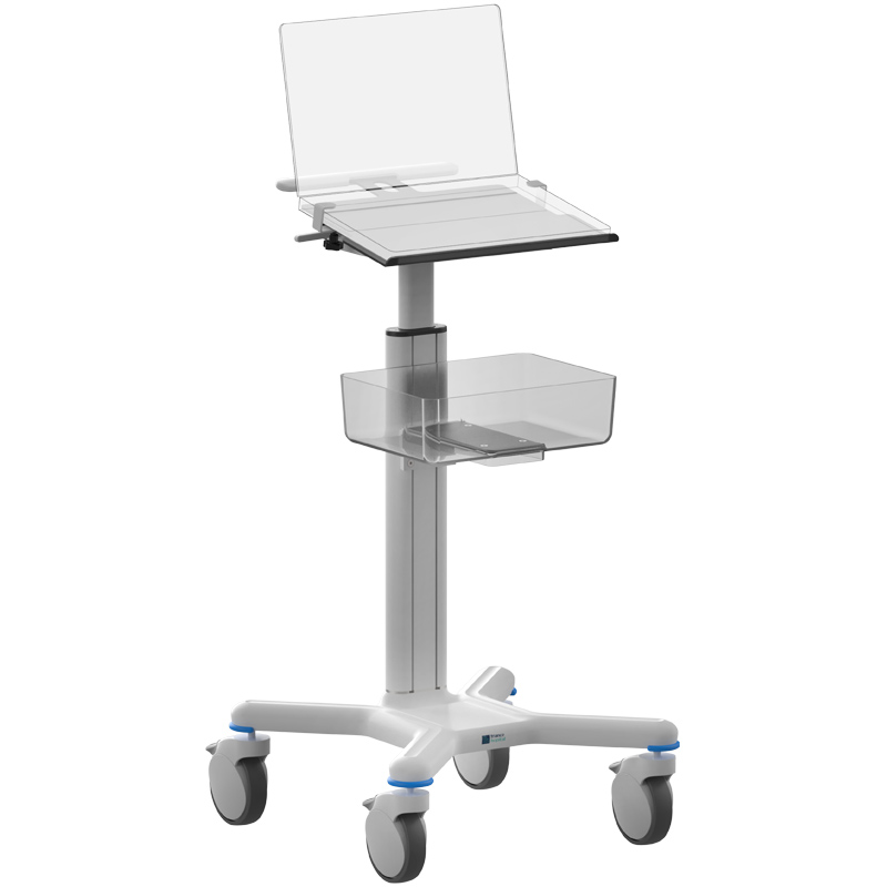 the MXPL01 is a CoW cart (computer on wheels) for laptops: three-quarter view