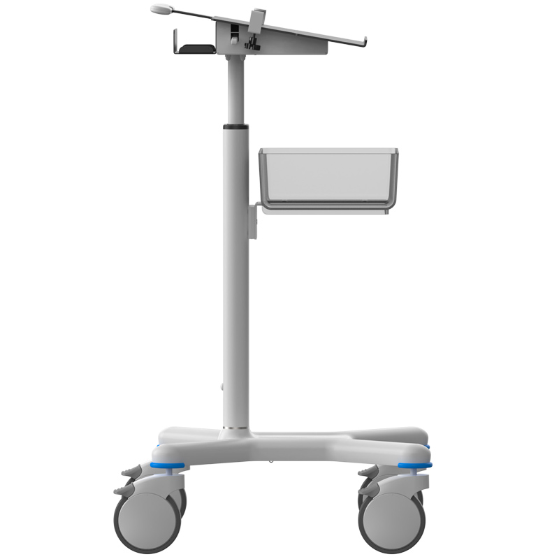 MXPL01 è un CoW cart (computer on wheels) per laptop: vista di fianco