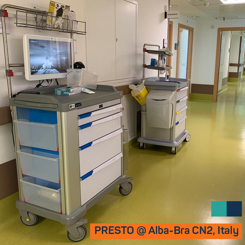 Presto trolley at Alba-Bra CN2 hospital in Italy