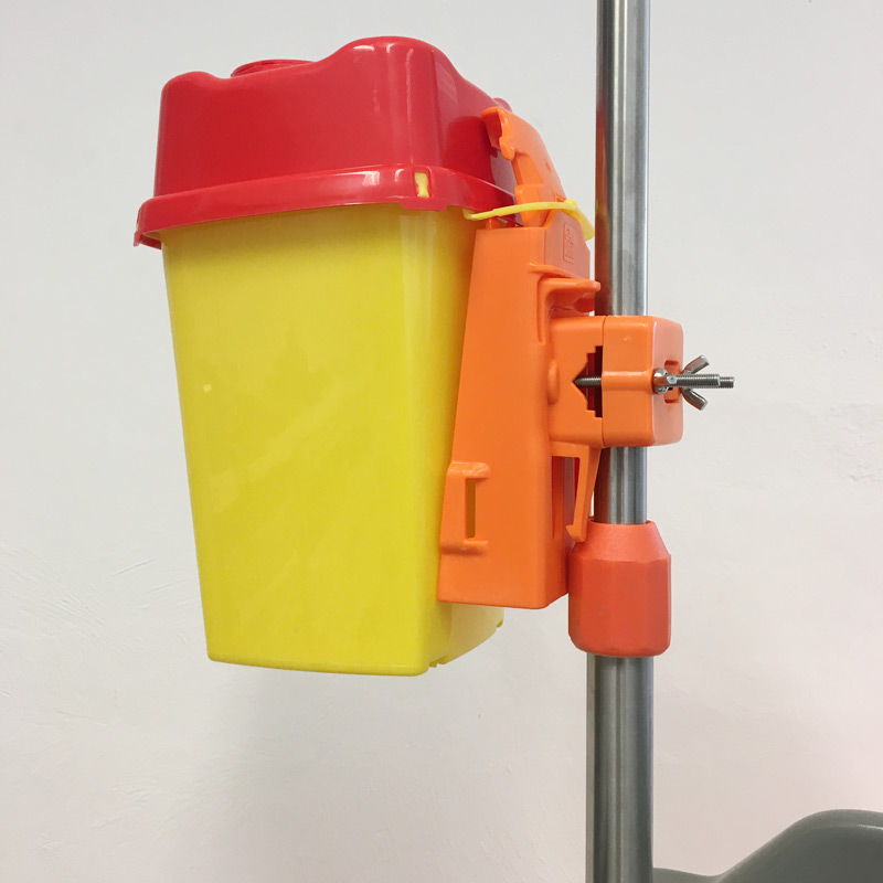 KOBITE universal holder for sharp waste containers on a tube