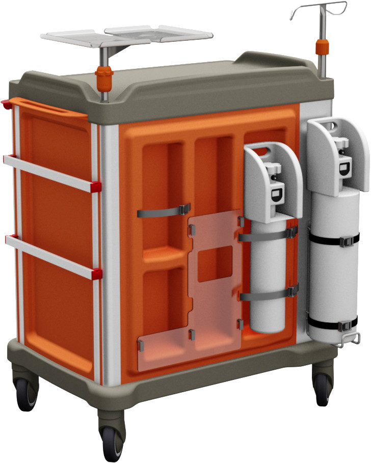 the back of a Persolife emergency trolley/crash cart
