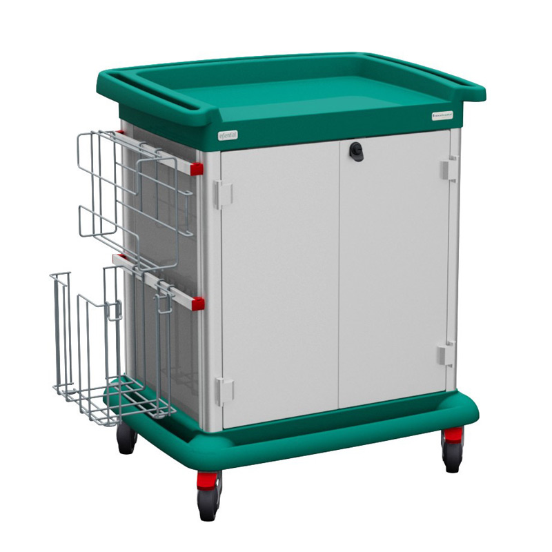 Essential trolley for clean linen and patient hygiene with doors