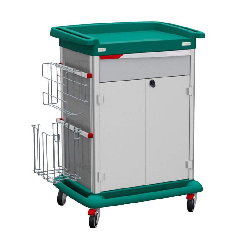 Essential trolley for clean linen and patient hygiene with doors and 1 drawer