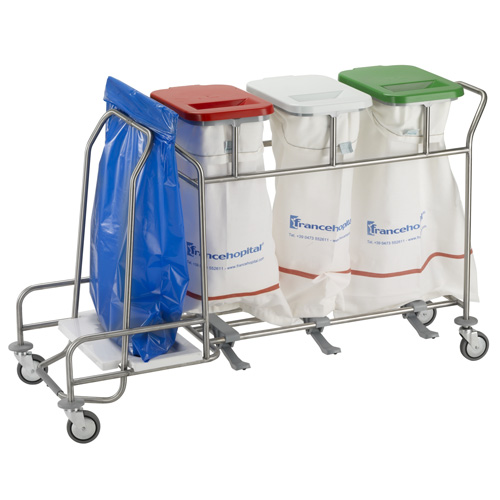 ISEO duo: a trolley dedicated to collecting waste and dirty linen. Ideal for hospitals and nursing homes