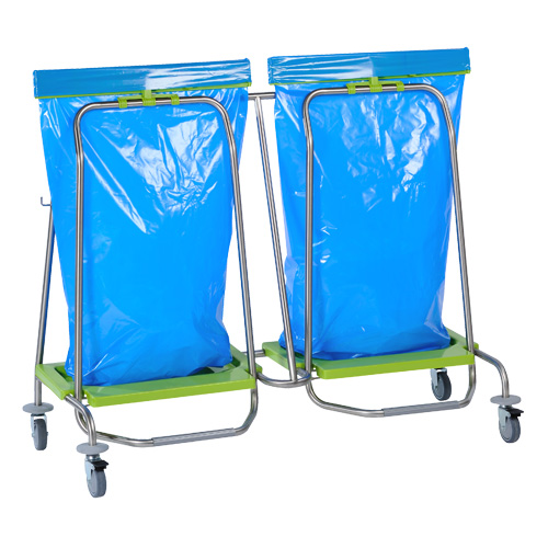 a double WASTY waste bag holder with 4 wheels, for bags of up to 70L
