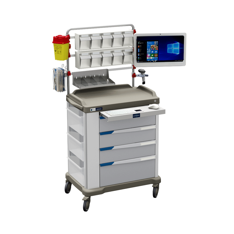 eWork Cart based on PRESTO hospital trolley, for digital patient record and therapy administration