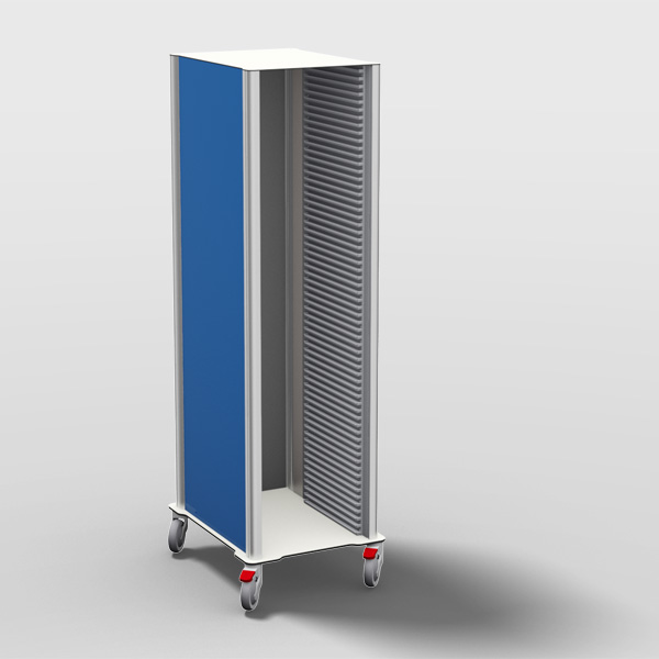 LOGU186EB: a single LOGU 6 mobile storage cabinet, with 400 mm front, that is fully compatible with the ISO 600x400 standard