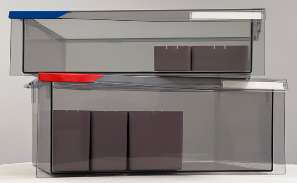 the transparent version of the FH-Drawer with some divider bins