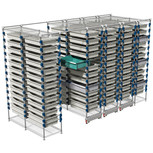 MOSYS-ISO-SPACE is a compactable shelving unit. Here an FH-Drawer is highlighted