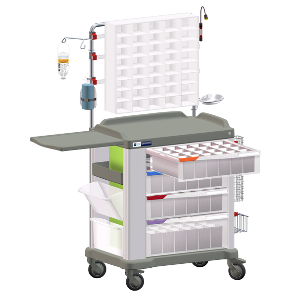 3D rendering of a PRESTO therapy trolley with overbridge obtained using the online configurator FH-experience