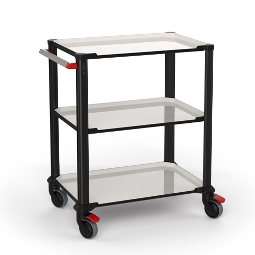 the PI-NERO service trolley with 3 shelves