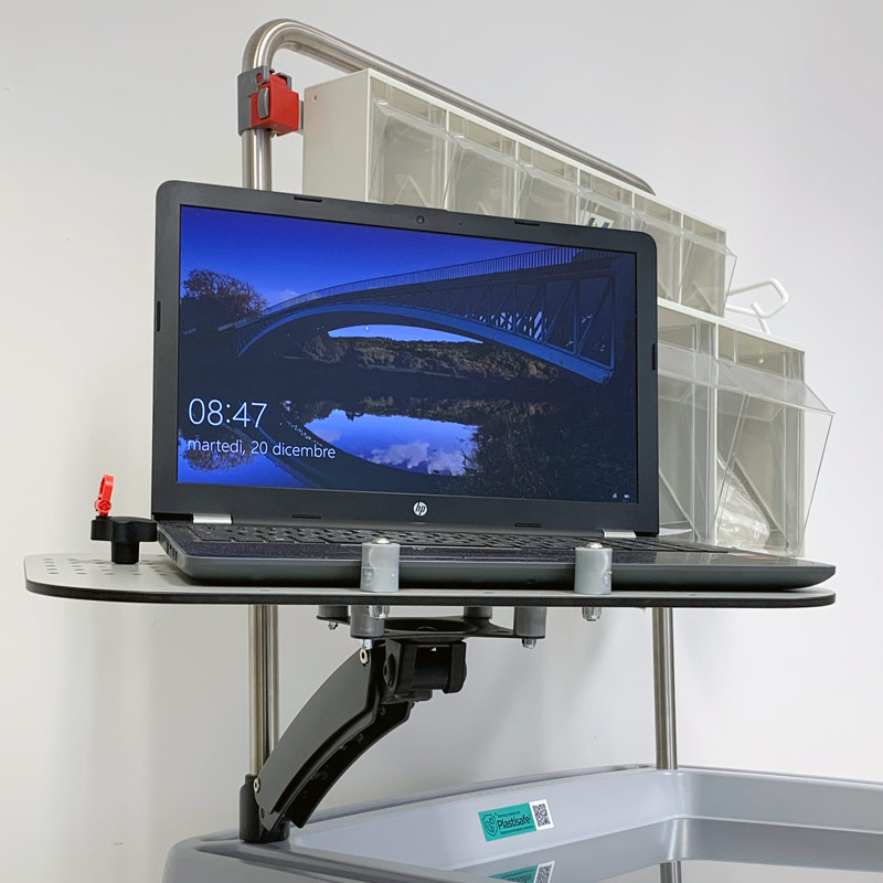 3-axis laptop holder for med trolley