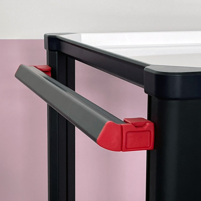 Ergonomic push handle height adjustable with SABU system on PI-NERO service trolley