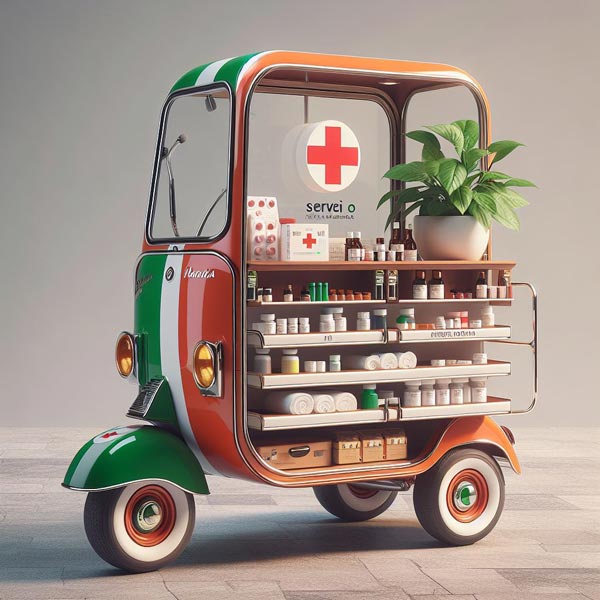 AI generated image of a three-wheeler with medication
